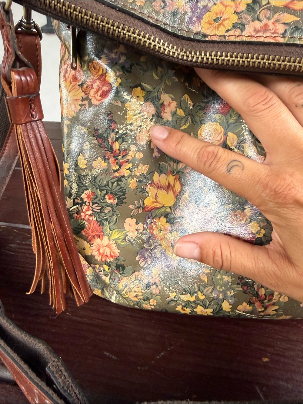 Patricia Nash Floral Leather Convertible Backpack Crossbody Bag Purse - Picture 8 of 12